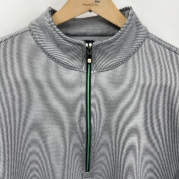 FootJoy Women's Lg Golf Athleisure Wear Navy White Pinstripe Pullover 1/4 Zip - Picture 2 of 9